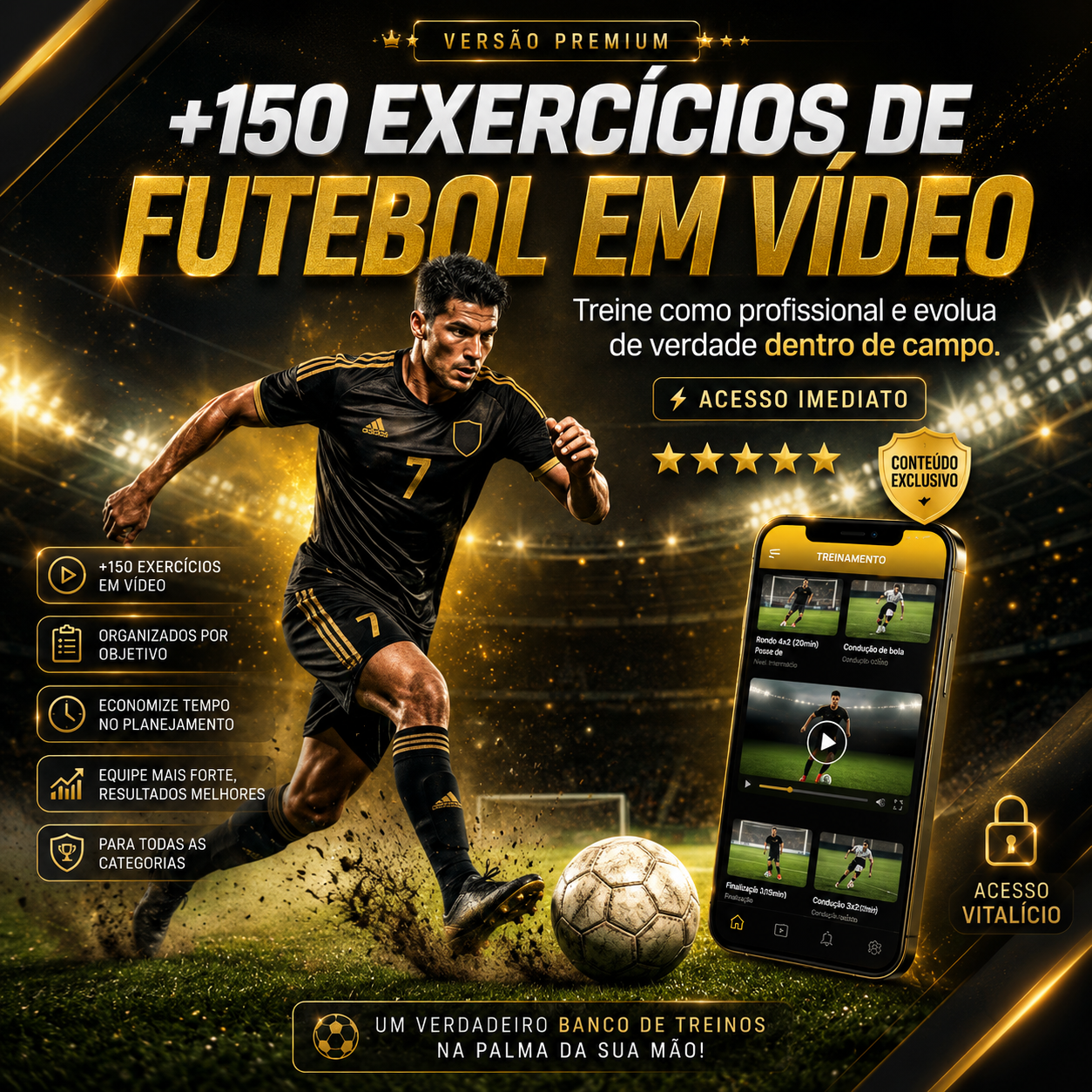 Versão Premium — +150 exercícios de futebol em vídeo